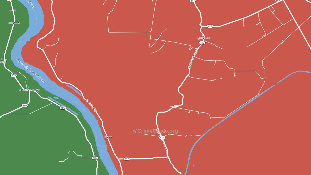 Coon, LA Map of Robbery Rates