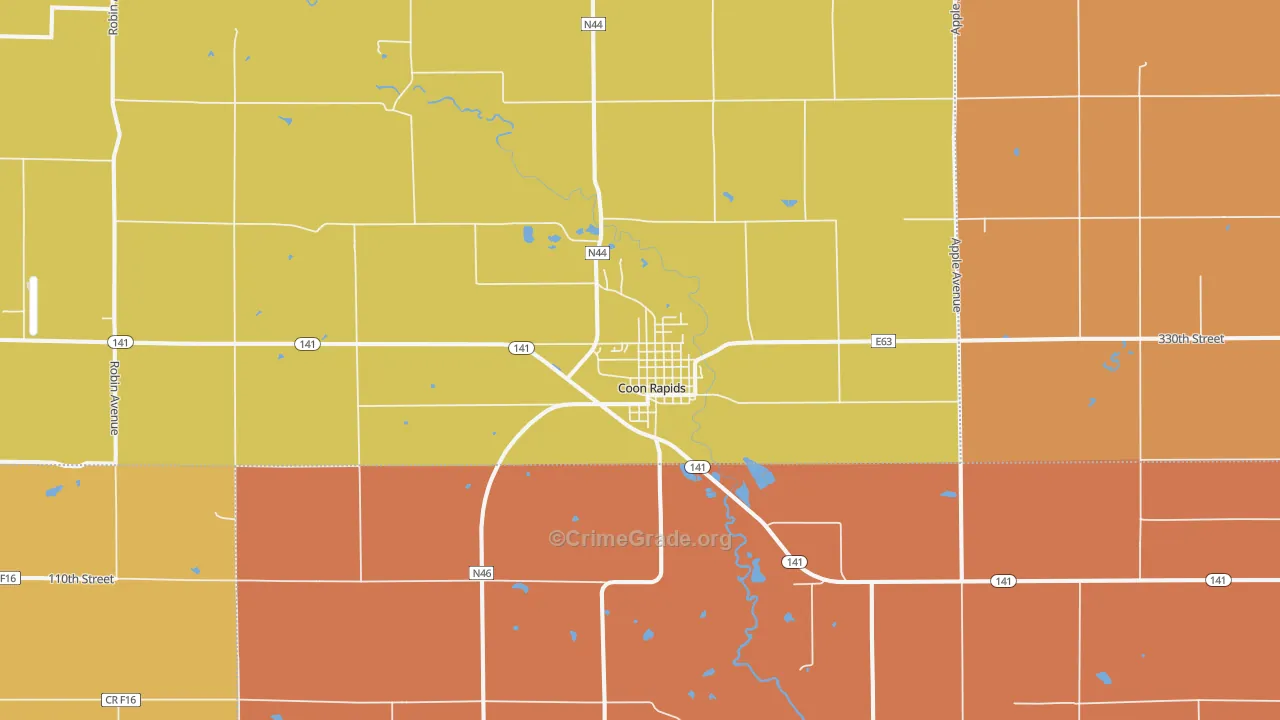 Coon Rapids, IA Map of Robbery Rates