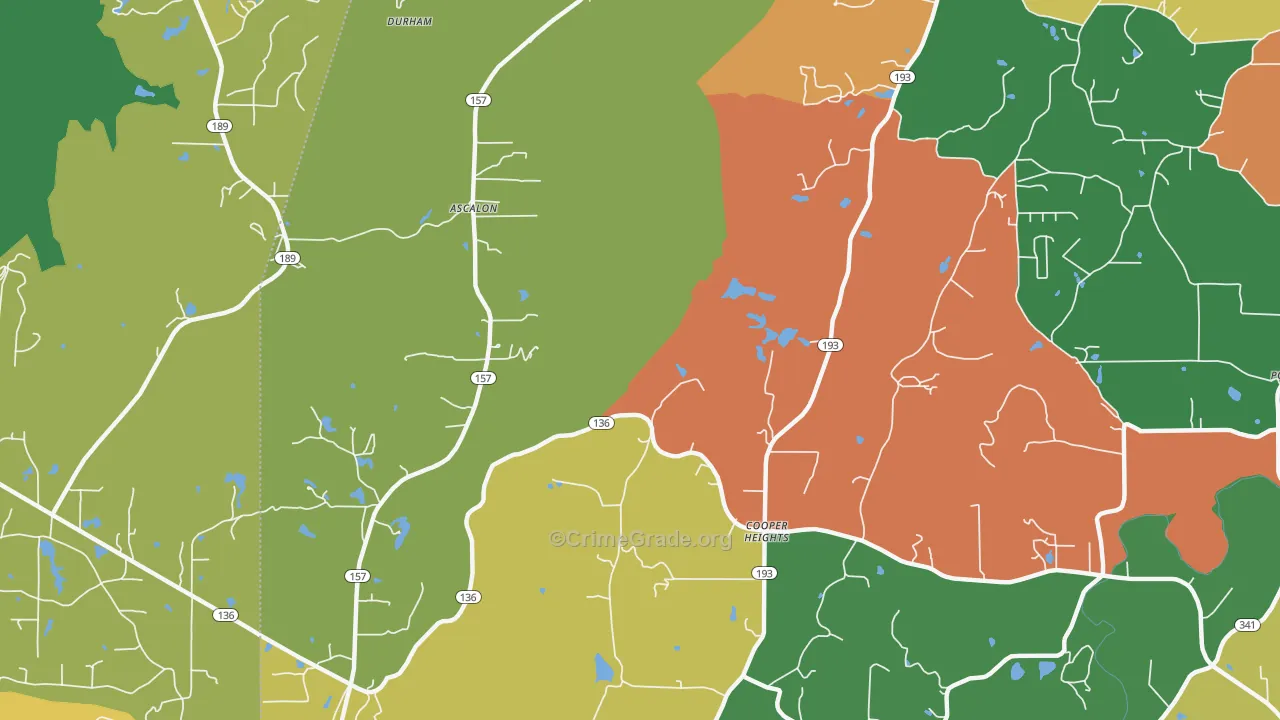 Cooper Heights, GA Map of Robbery Rates