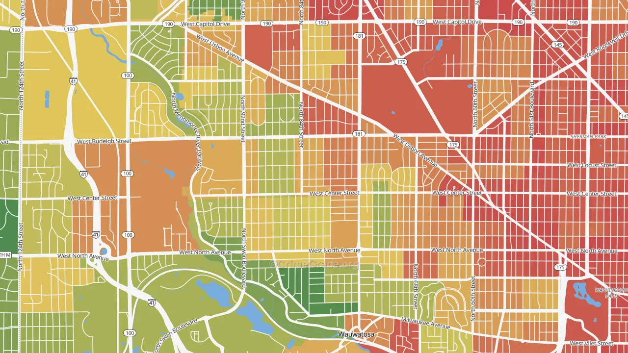 Cooper Park, Milwaukee, WI Map of Robbery Rates