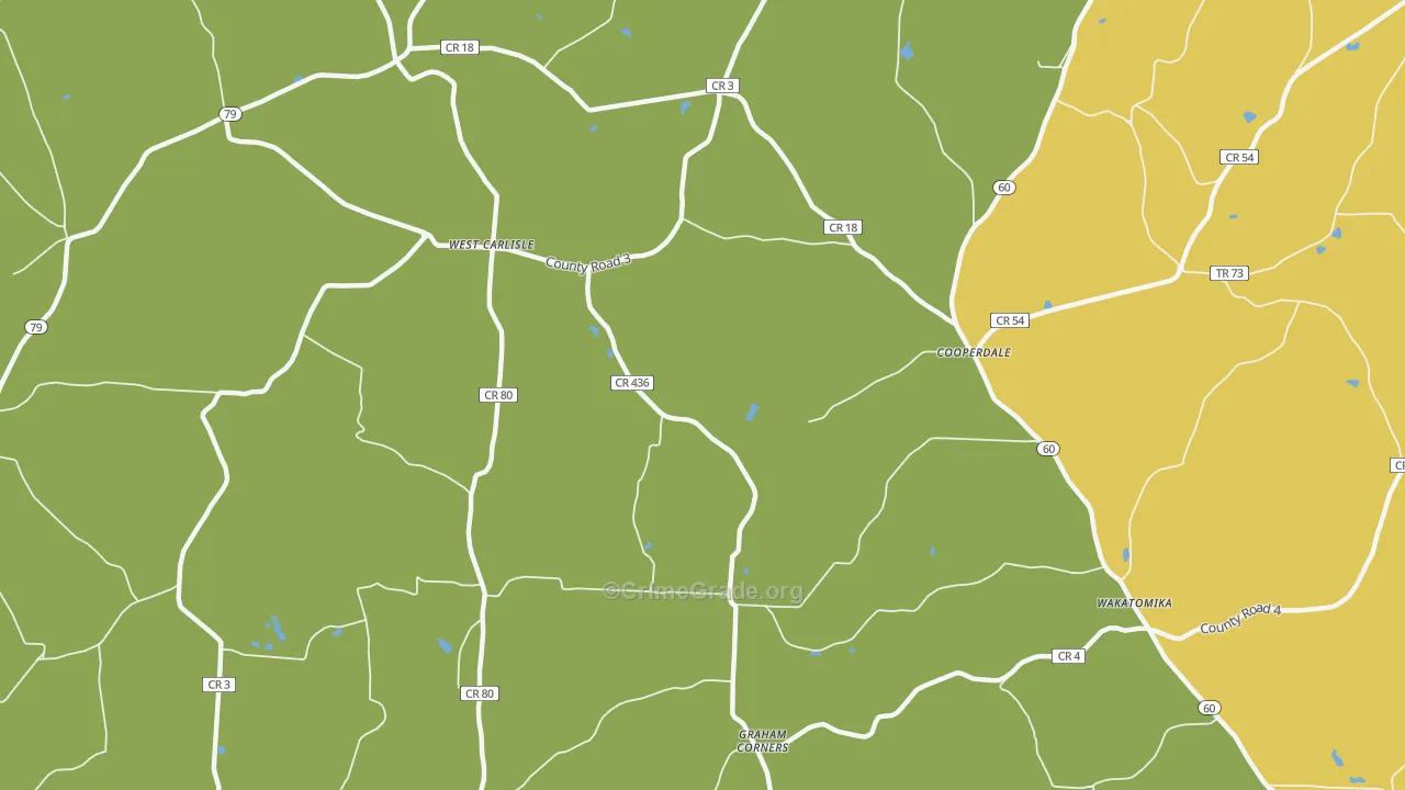 Cooperdale, OH Map of Robbery Rates