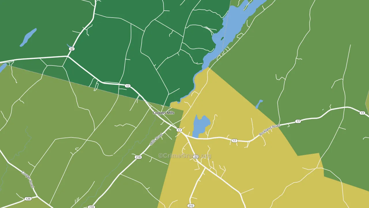 Coopers Mills, ME Map of Robbery Rates