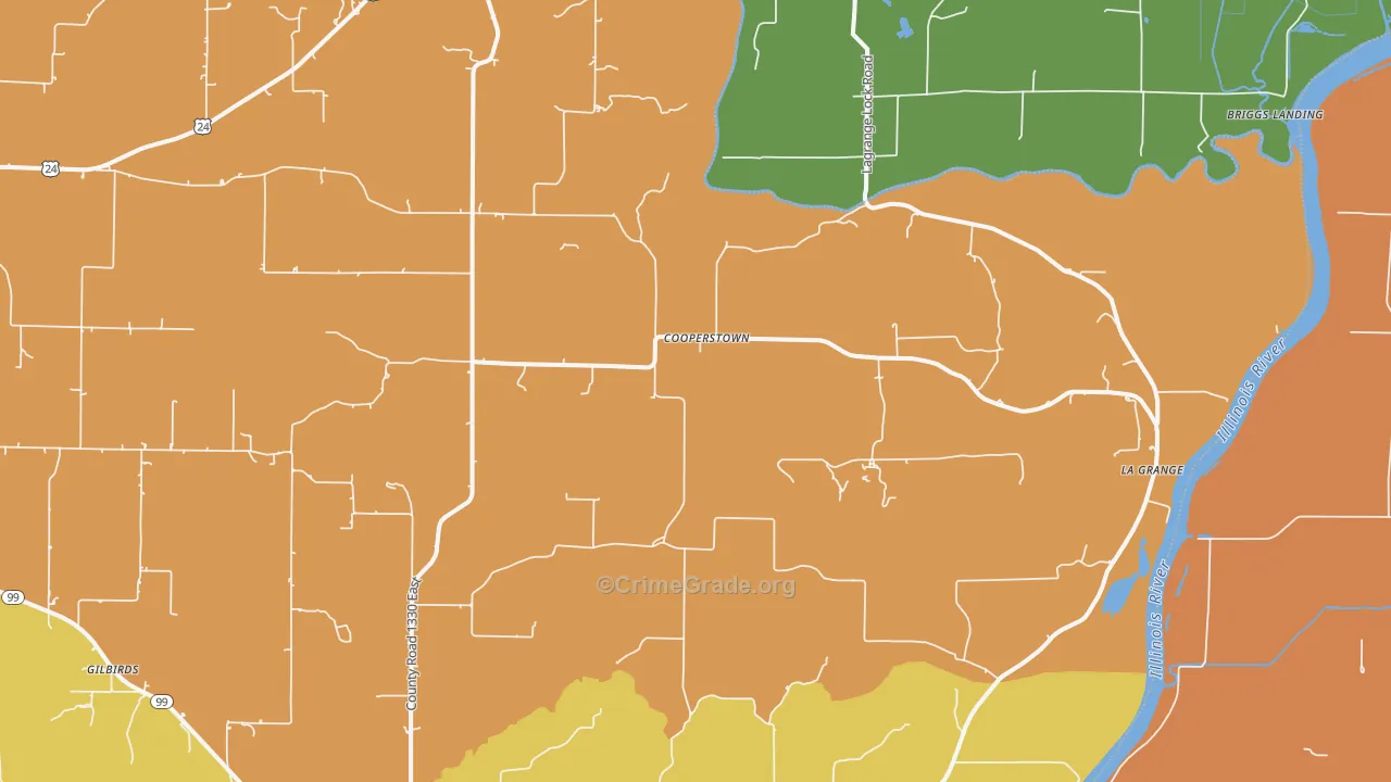Cooperstown, IL Map of Robbery Rates