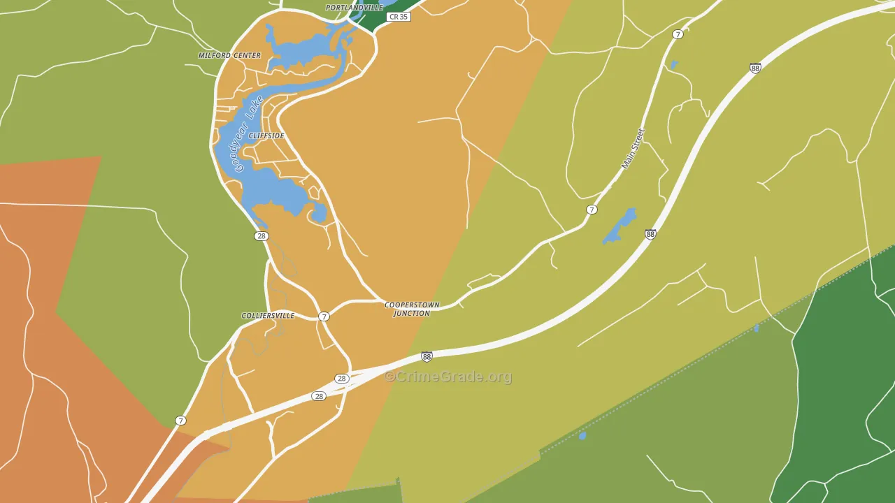 Cooperstown Junction, NY Map of Robbery Rates