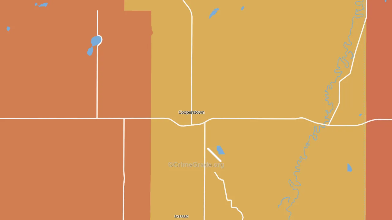 Cooperstown, ND Map of Robbery Rates