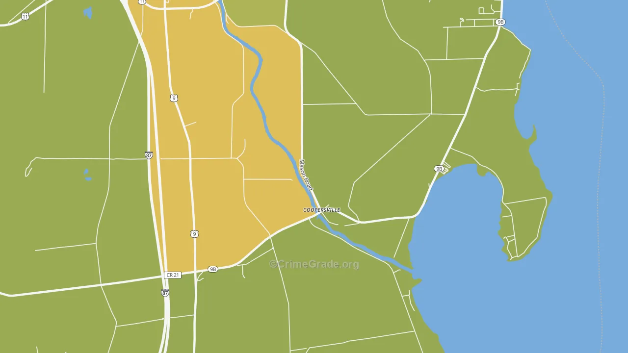 Coopersville, NY Map of Robbery Rates