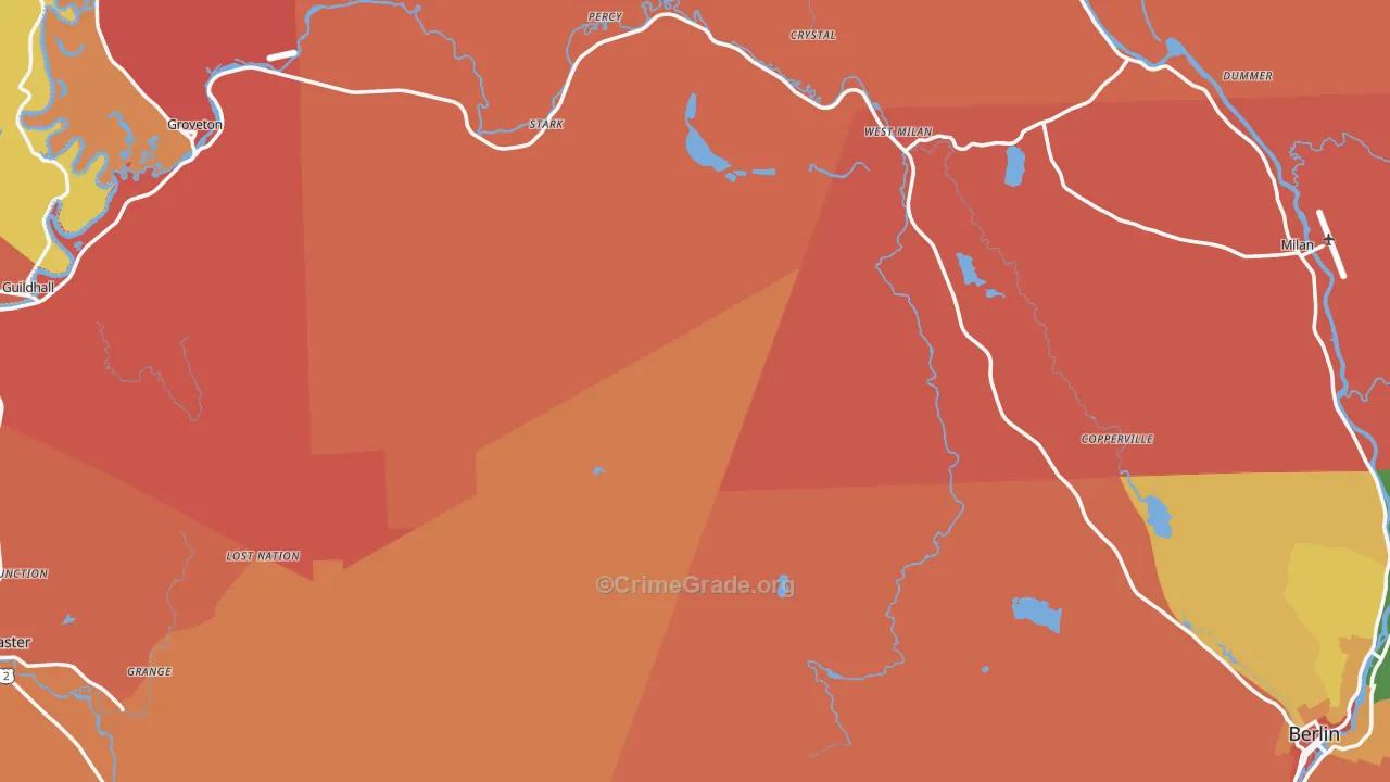 Coos County, NH Map of Robbery Rates