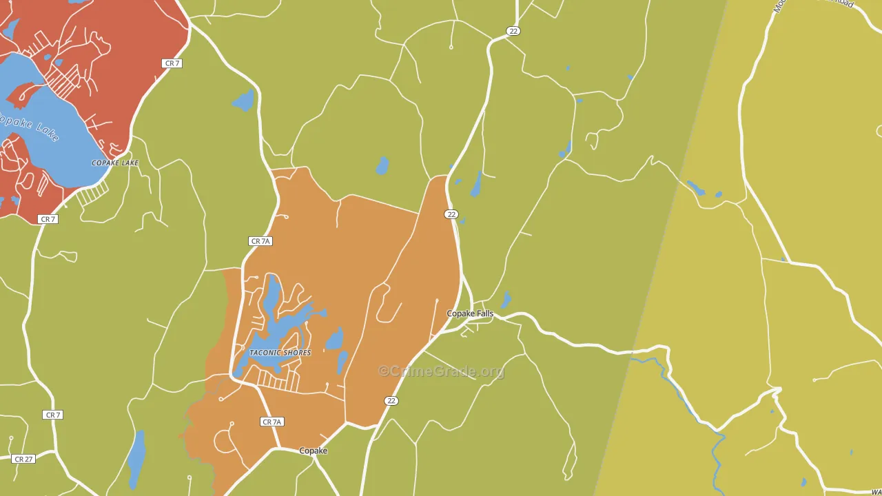 Copake Falls, NY Map of Robbery Rates