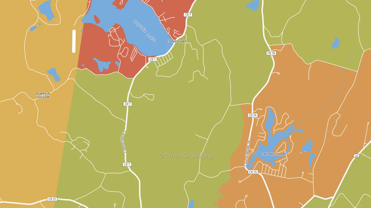 Copake Lake, NY Map of Robbery Rates