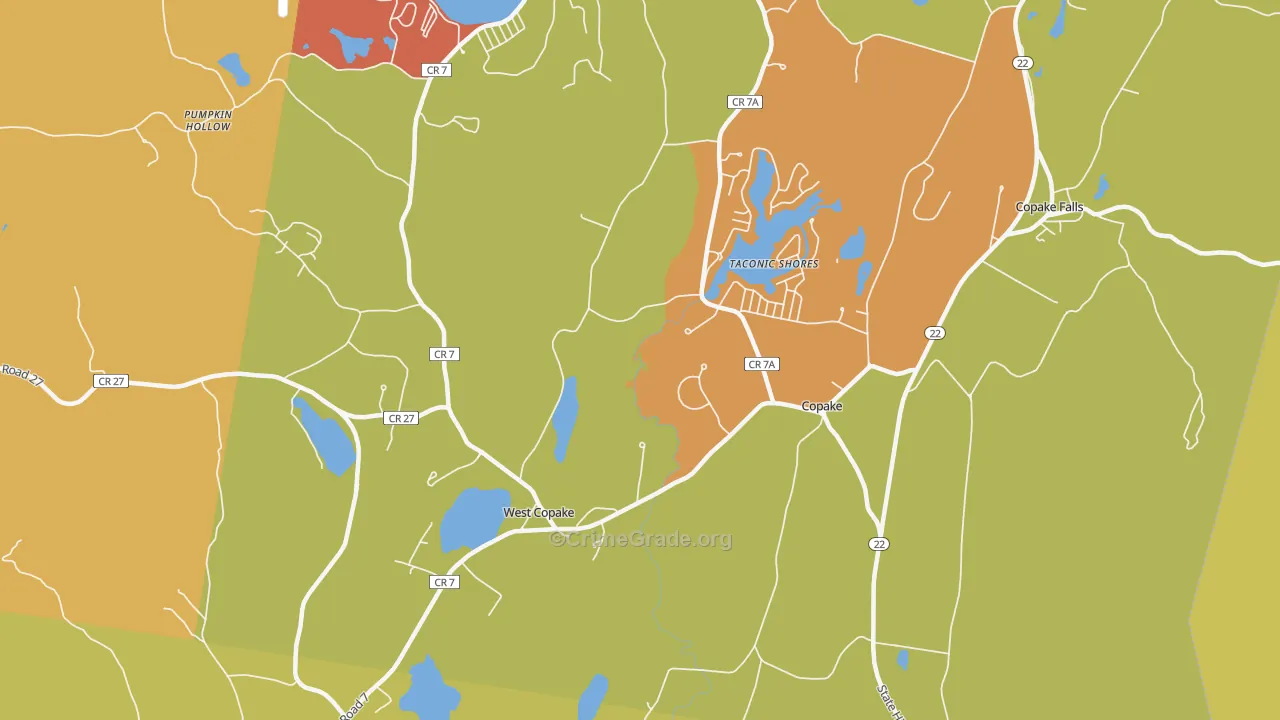 Copake, NY Map of Robbery Rates