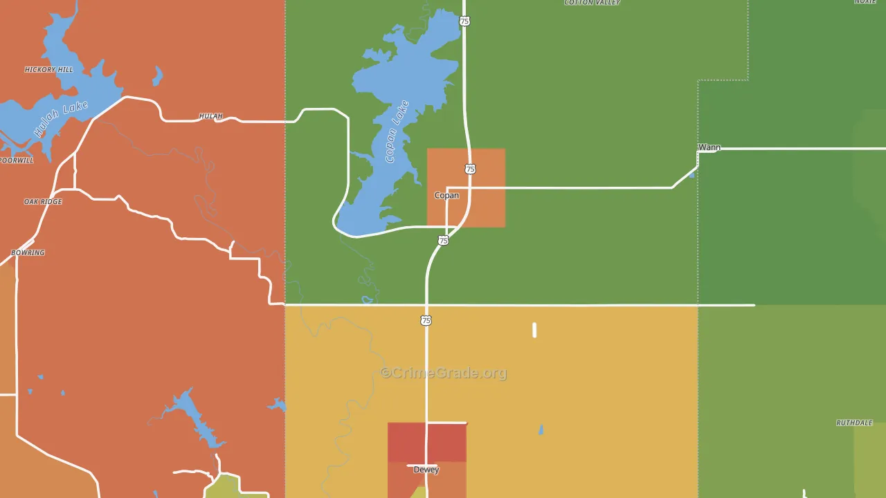 Copan, OK Map of Robbery Rates