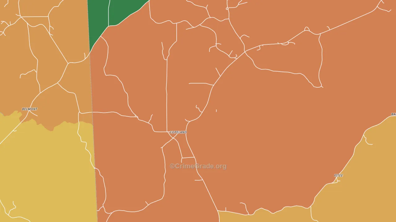 Copeland, AL Map of Robbery Rates