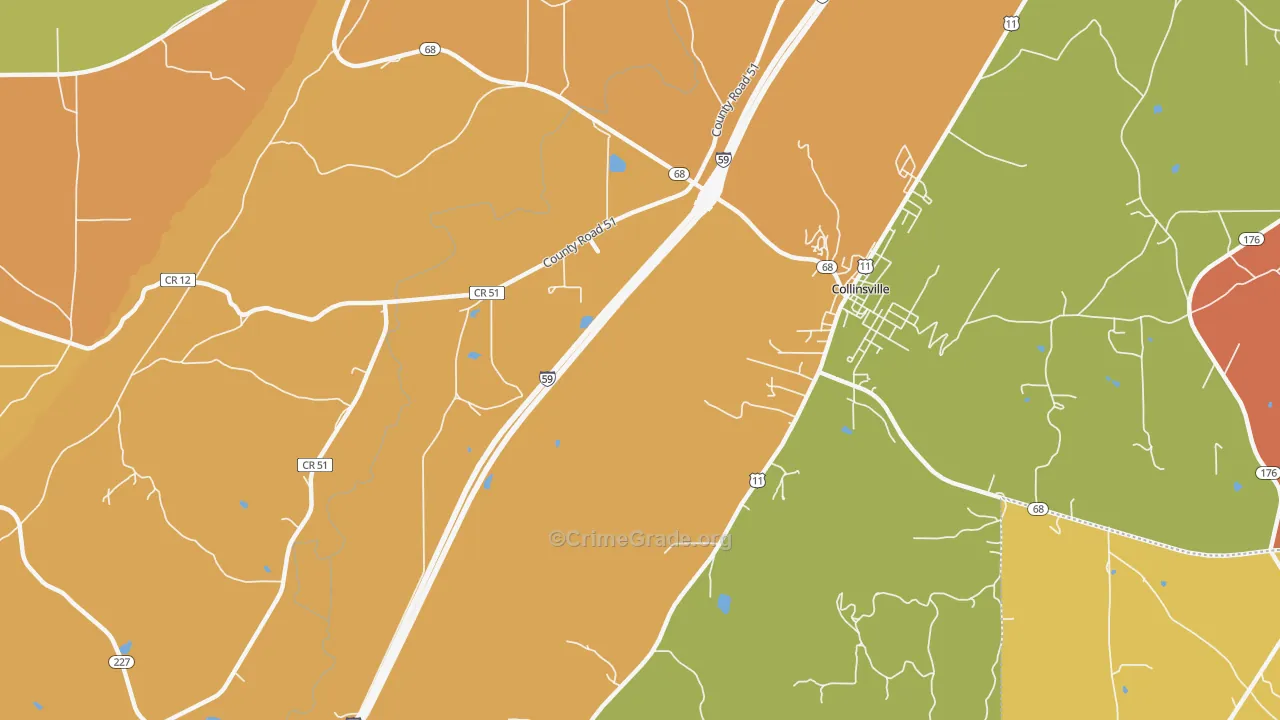 Copeland Bridge, AL Map of Robbery Rates