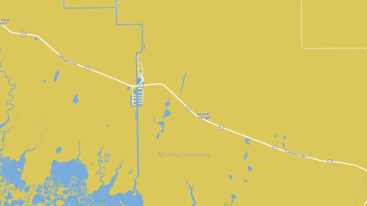 Copeland, FL Map of Robbery Rates