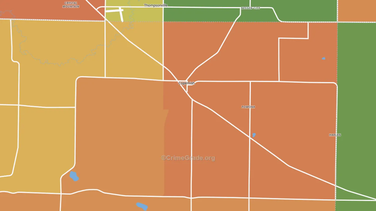 Copemish, MI Map of Robbery Rates