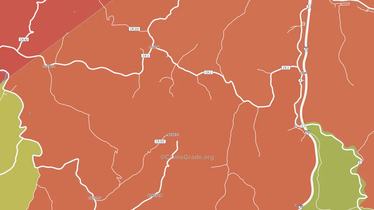 Copen, WV Map of Robbery Rates