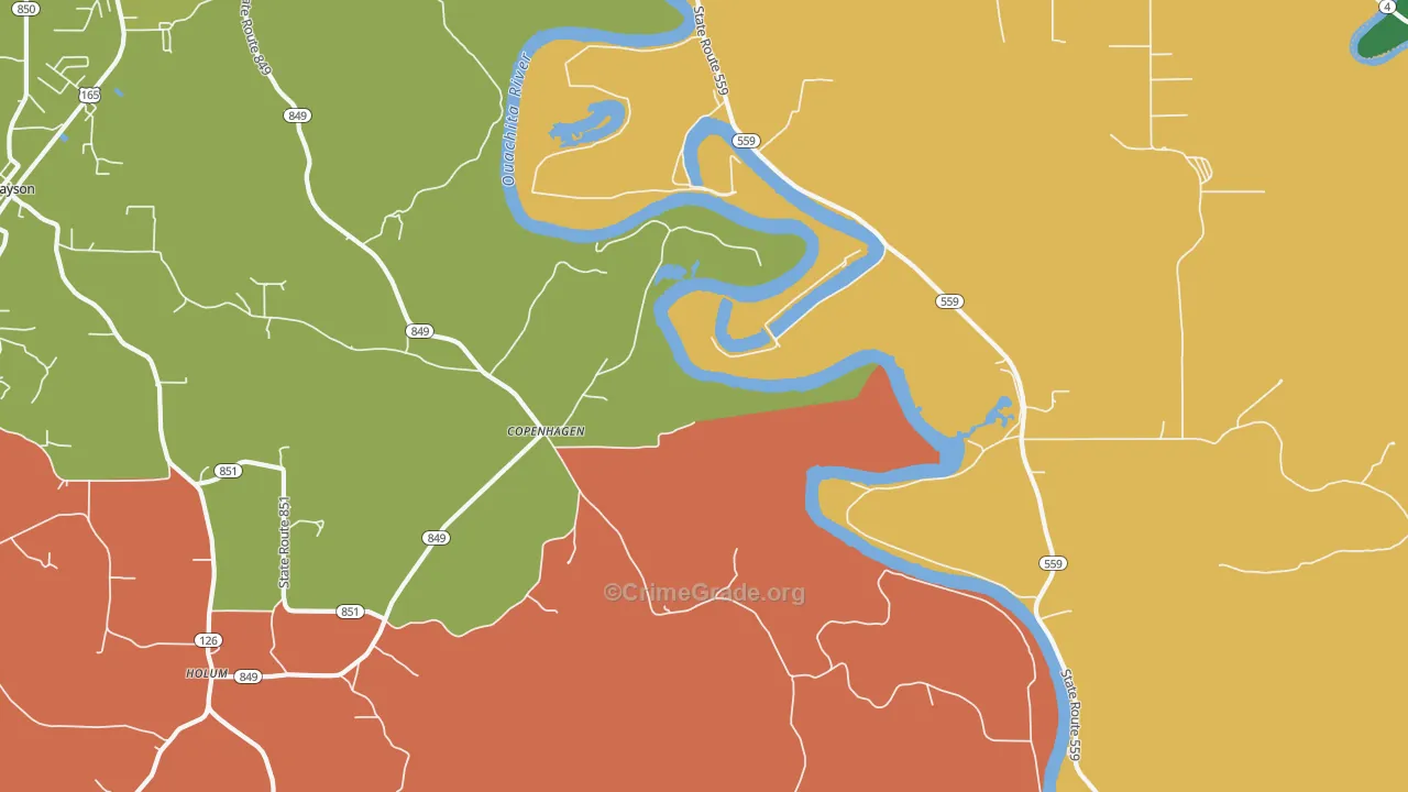 Copenhagen, LA Map of Robbery Rates