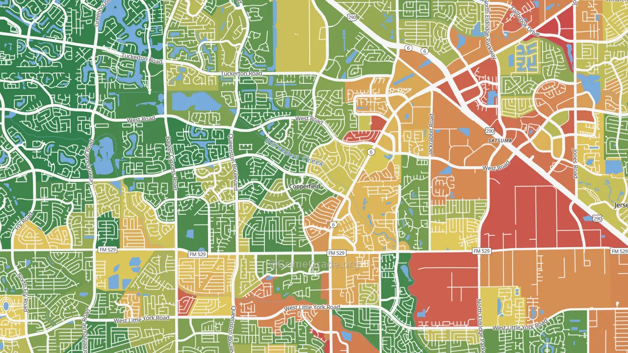 Copperfield, Houston, TX Map of Robbery Rates