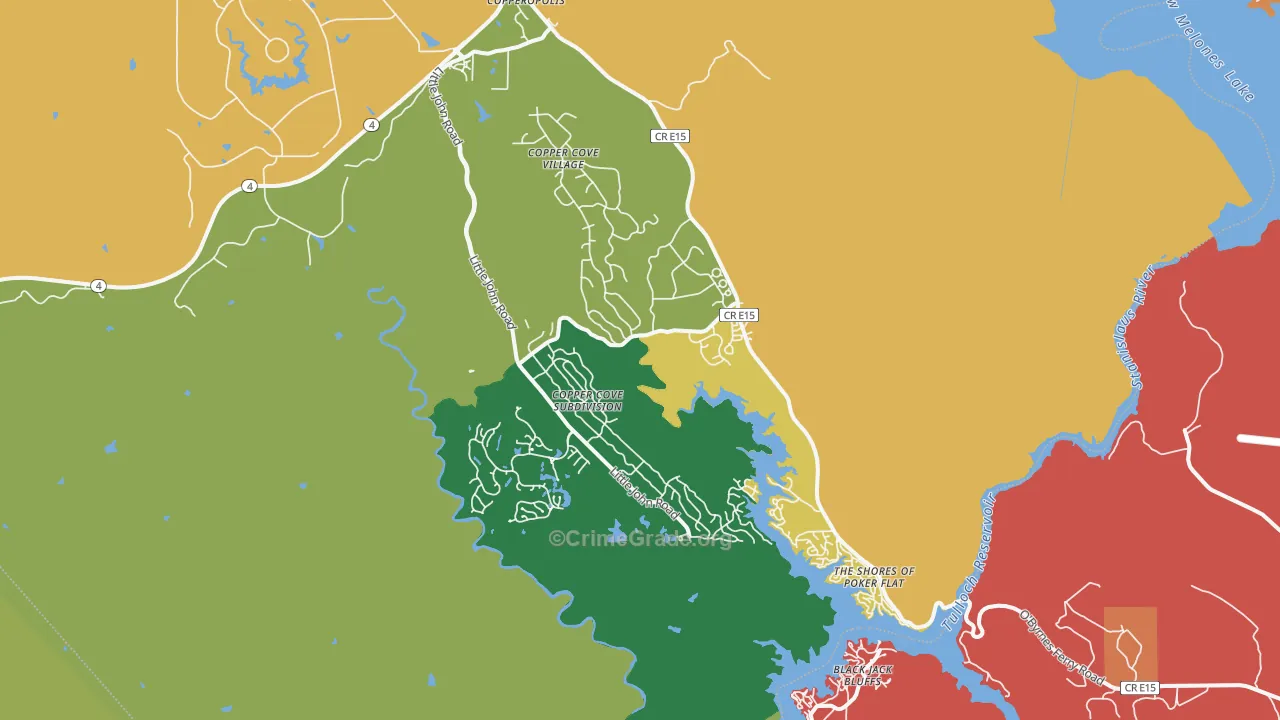 Copperopolis, CA Map of Robbery Rates