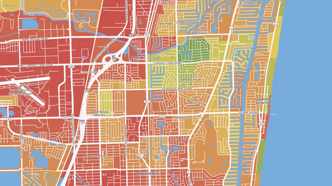 Coral Ridge Isles, Fort Lauderdale, FL Map of Robbery Rates