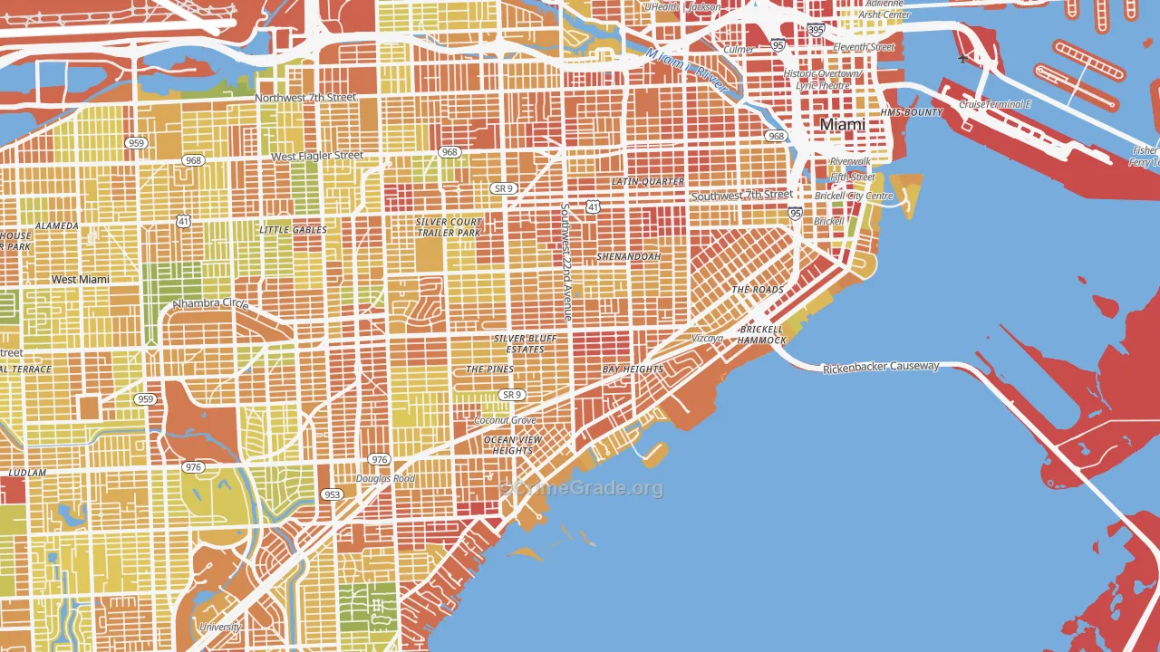 Coral Way, Miami, FL Map of Robbery Rates