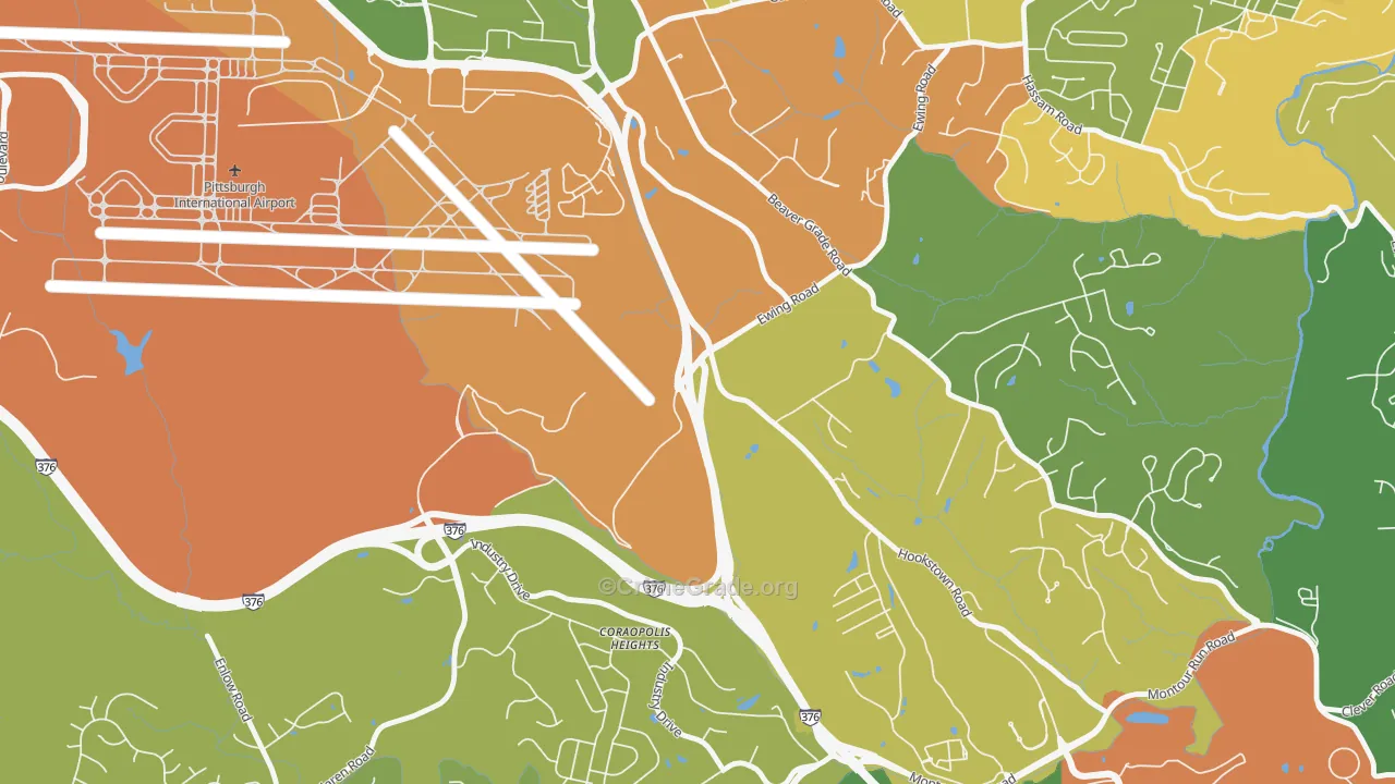 Coraopolis Heights, PA Map of Robbery Rates