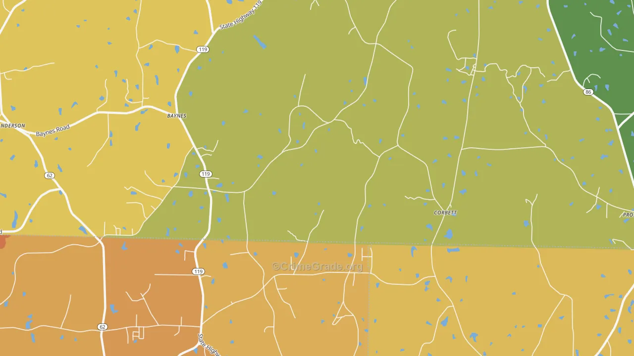Corbett, NC Map of Robbery Rates