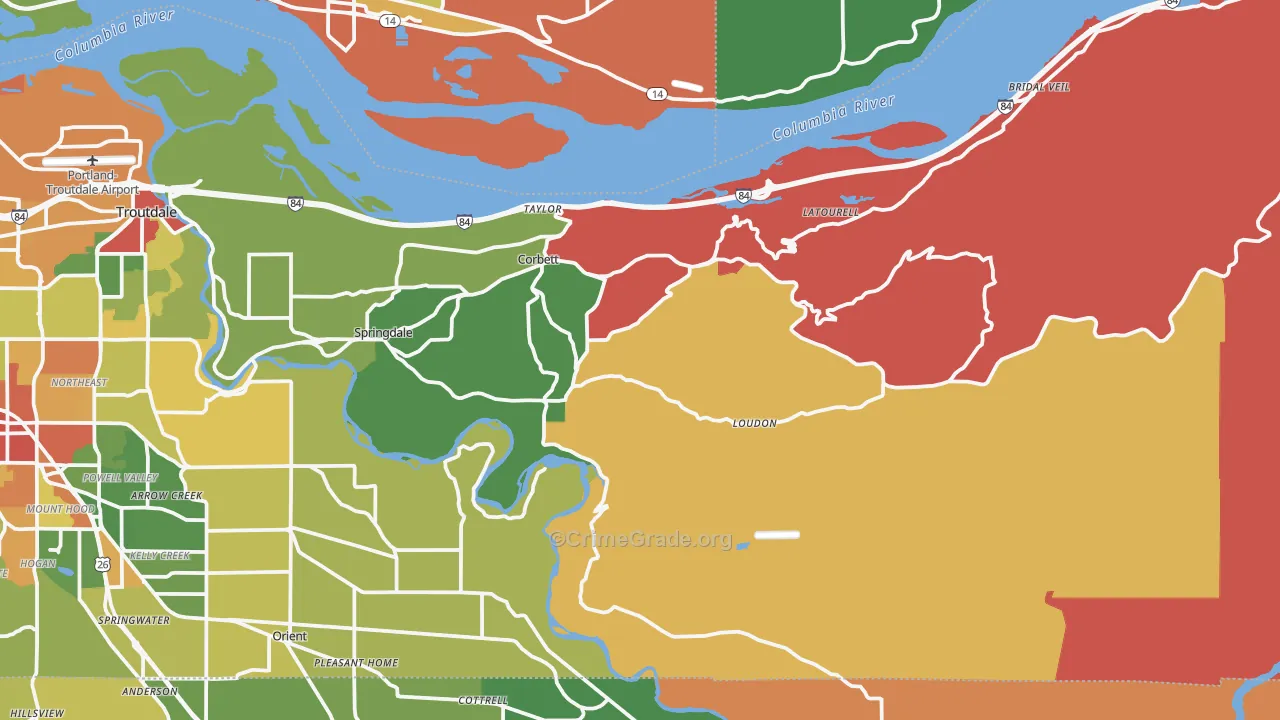 Corbett, OR Map of Robbery Rates