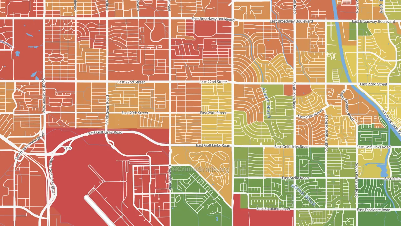 Corbett, Tucson, AZ Map of Robbery Rates