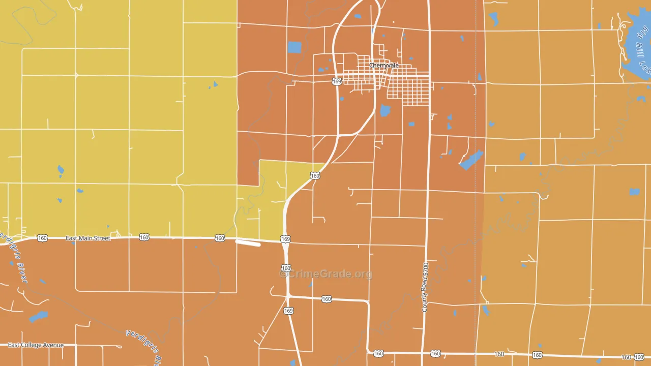 Corbin, KS Map of Robbery Rates