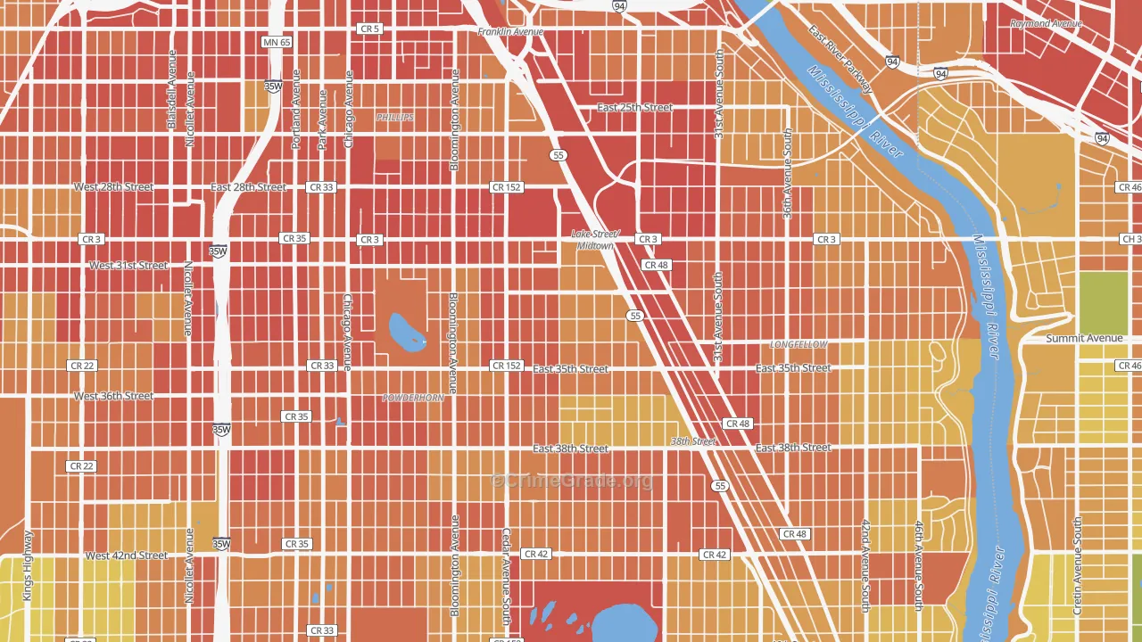 Corcoran, Minneapolis, MN Map of Robbery Rates
