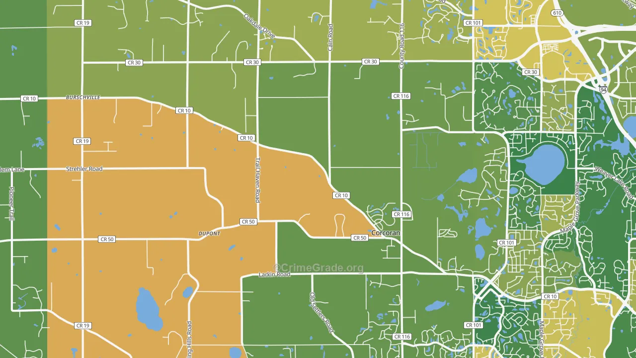 Corcoran, MN Map of Robbery Rates