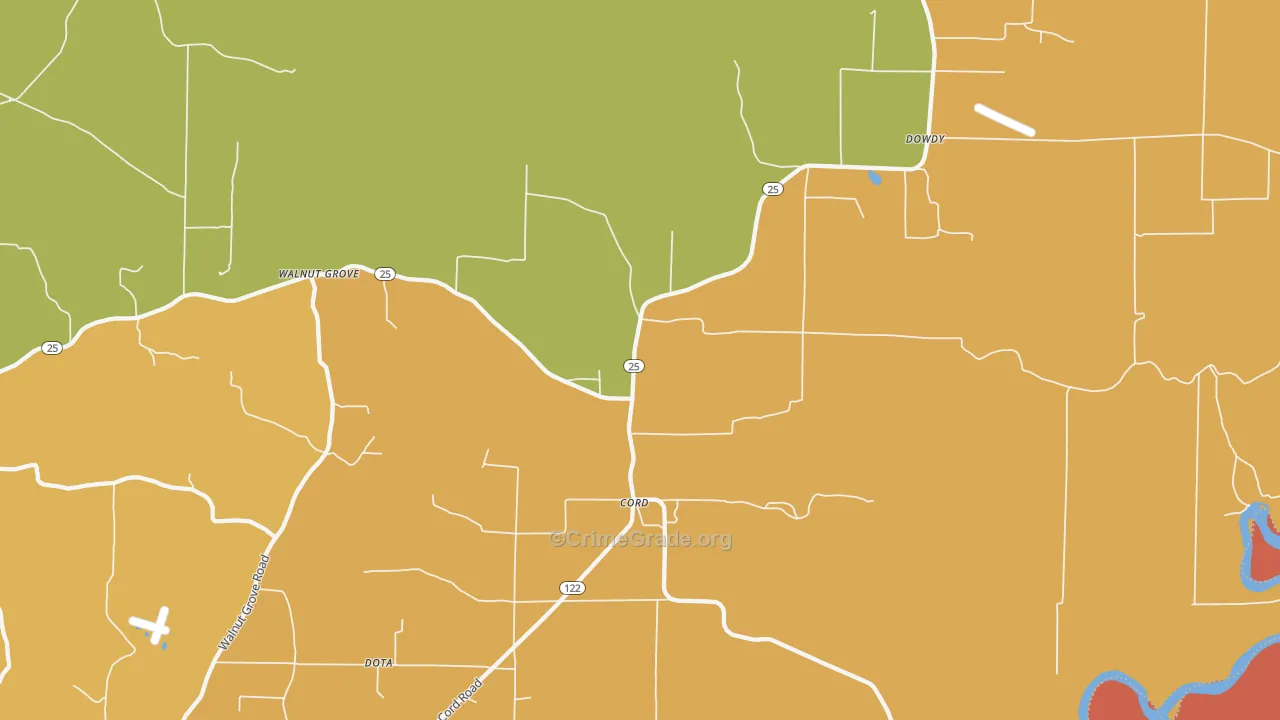Cord, AR Map of Robbery Rates