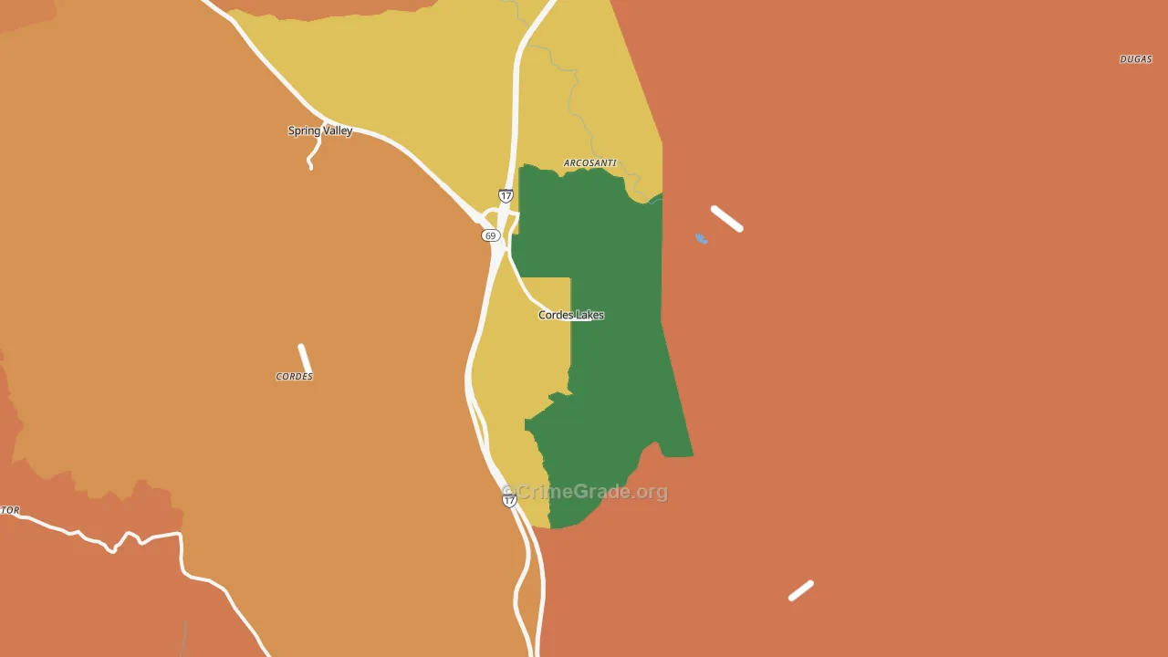 Cordes Lakes, AZ Map of Robbery Rates