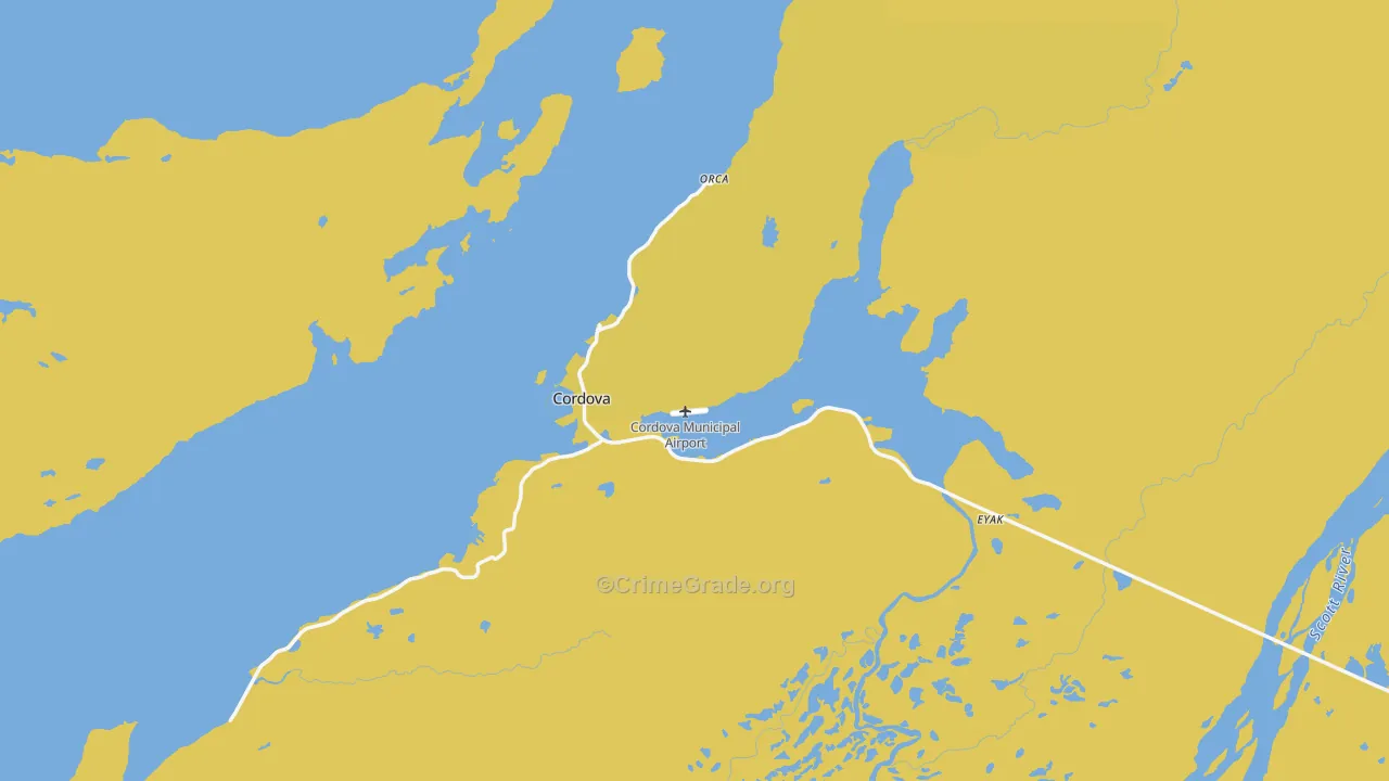 Cordova, AK Map of Robbery Rates
