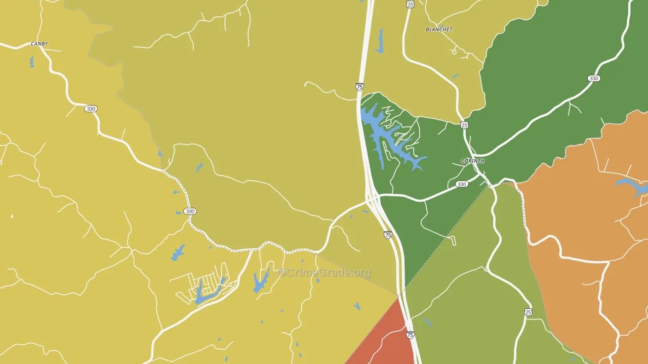 Cordova, KY Map of Robbery Rates
