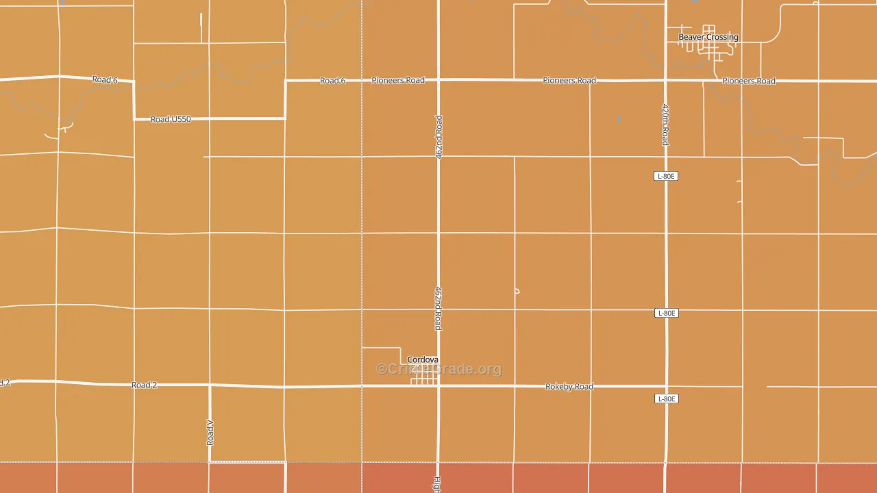Cordova, NE Map of Robbery Rates