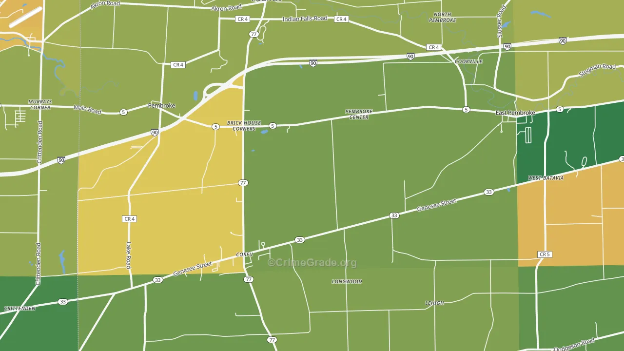 Corfu, NY Map of Robbery Rates