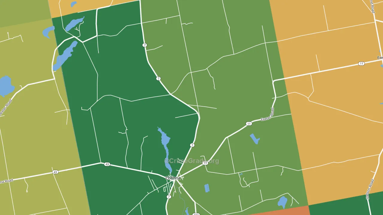 Corinna, ME Map of Robbery Rates