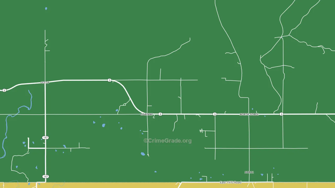 Corinne, OK Map of Robbery Rates