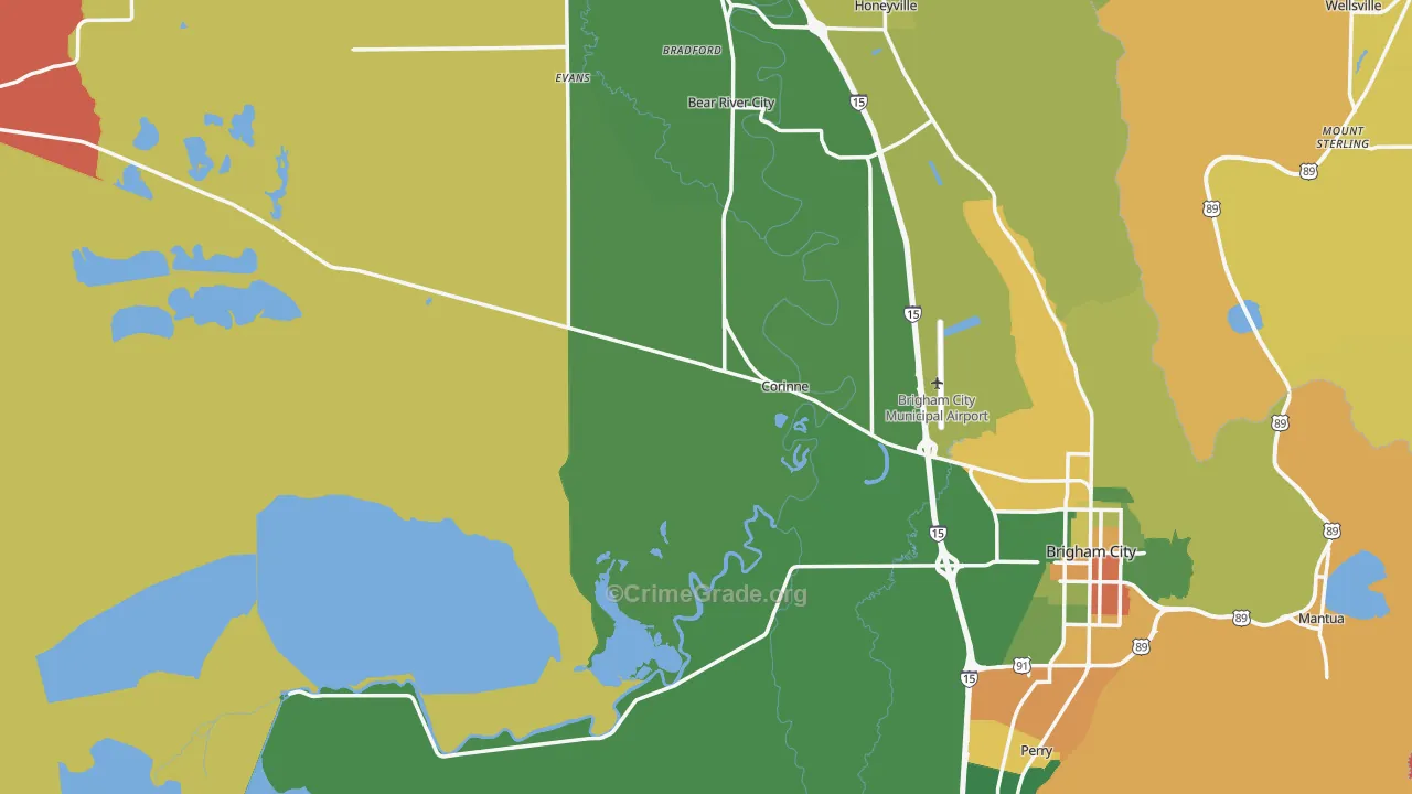 Corinne, UT Map of Robbery Rates