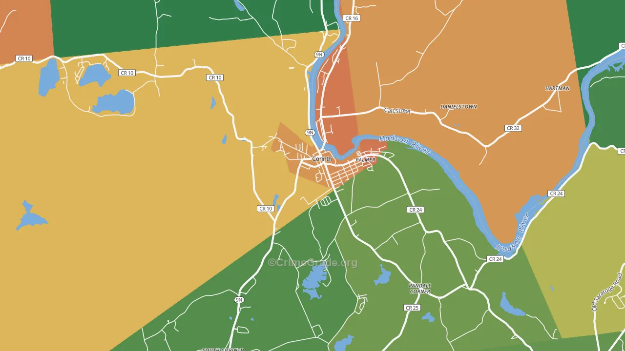 Corinth, NY Map of Robbery Rates
