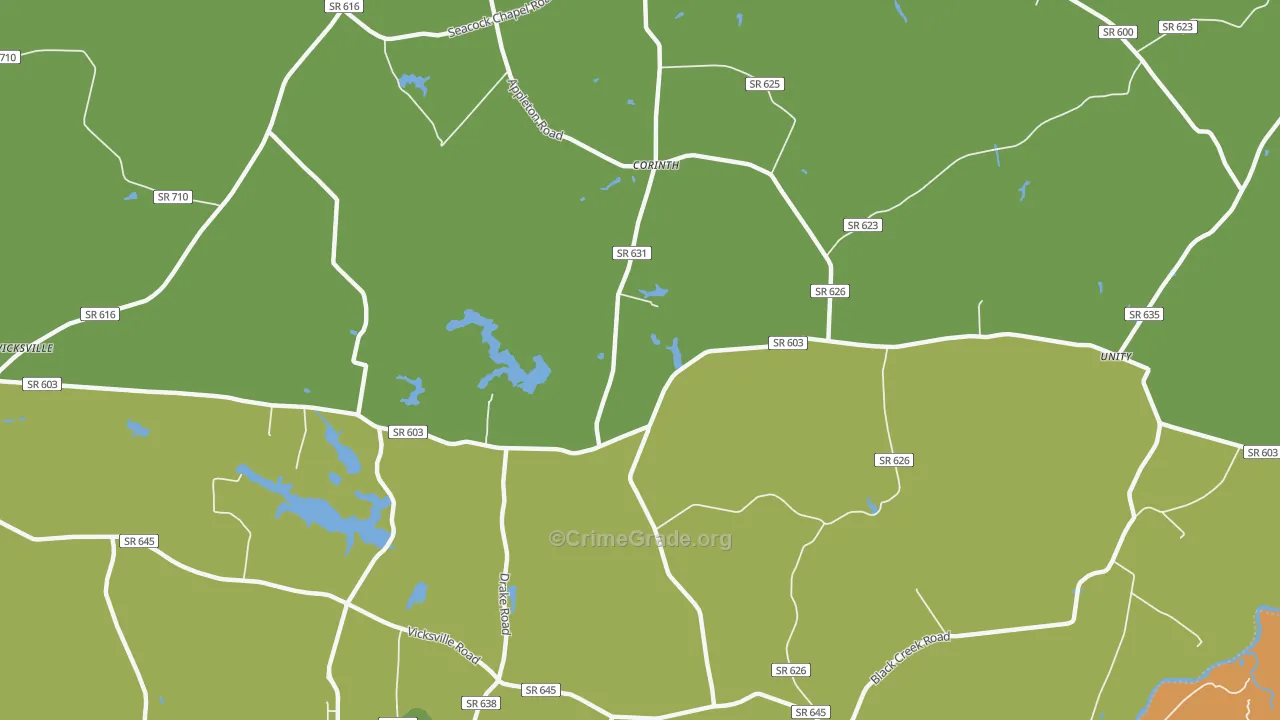 Corinth, VA Map of Robbery Rates
