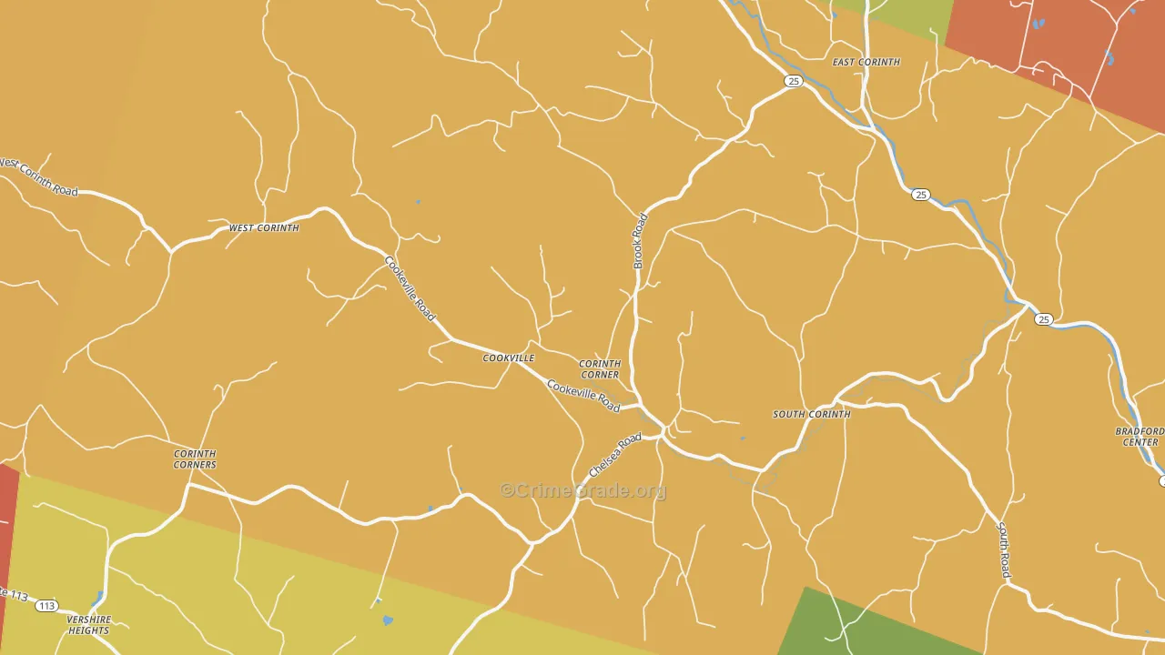 Corinth, VT Map of Robbery Rates