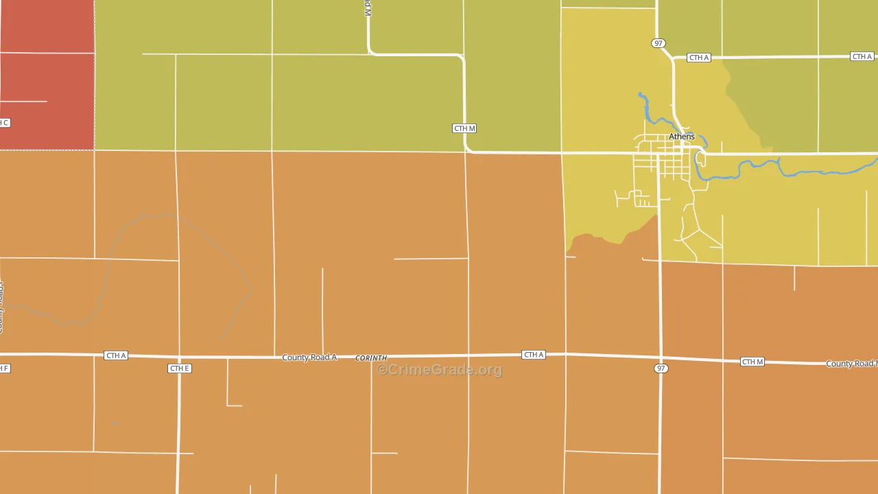 Corinth, WI Map of Robbery Rates