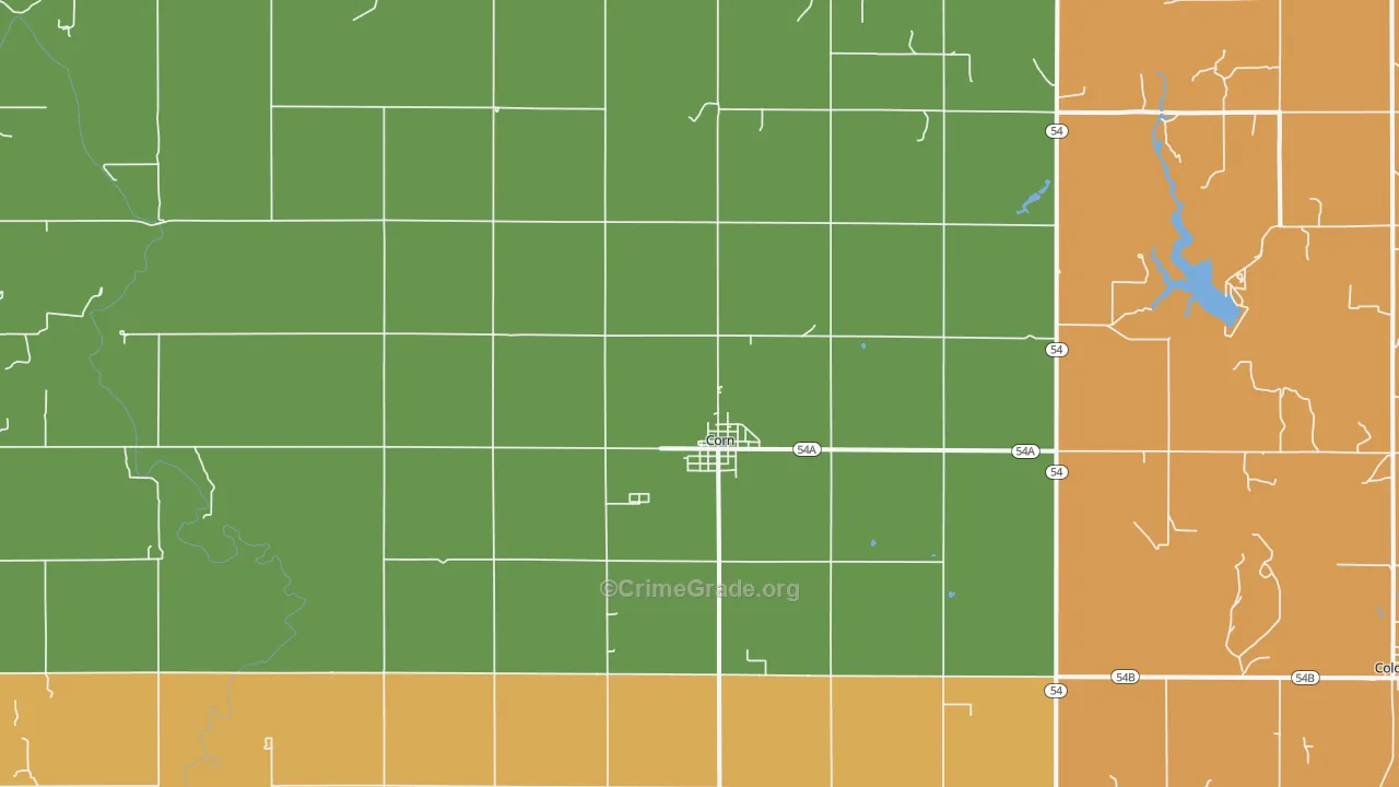 Corn, OK Map of Robbery Rates