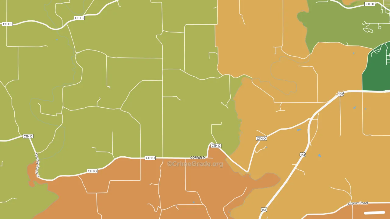 Cornelia, WI Map of Robbery Rates