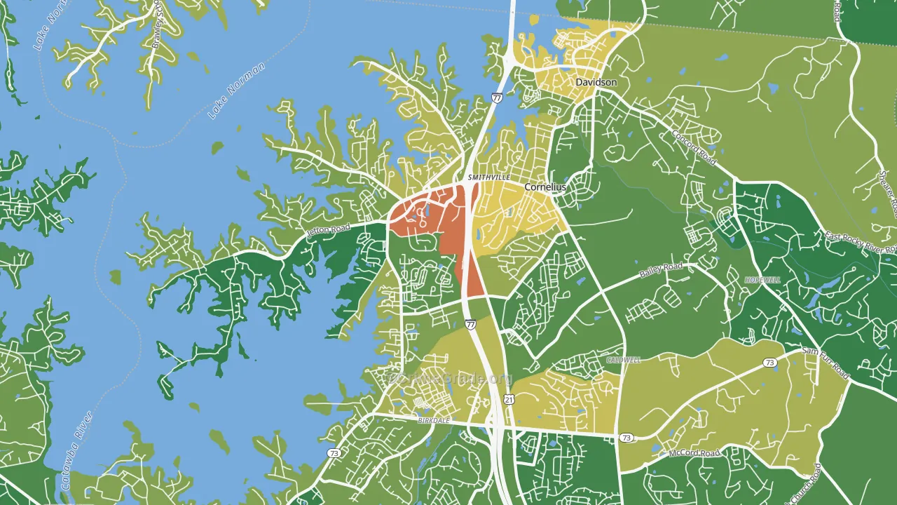 Cornelius, NC Map of Robbery Rates