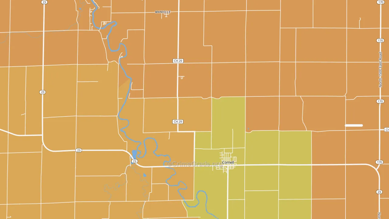 Cornell, IL Map of Robbery Rates