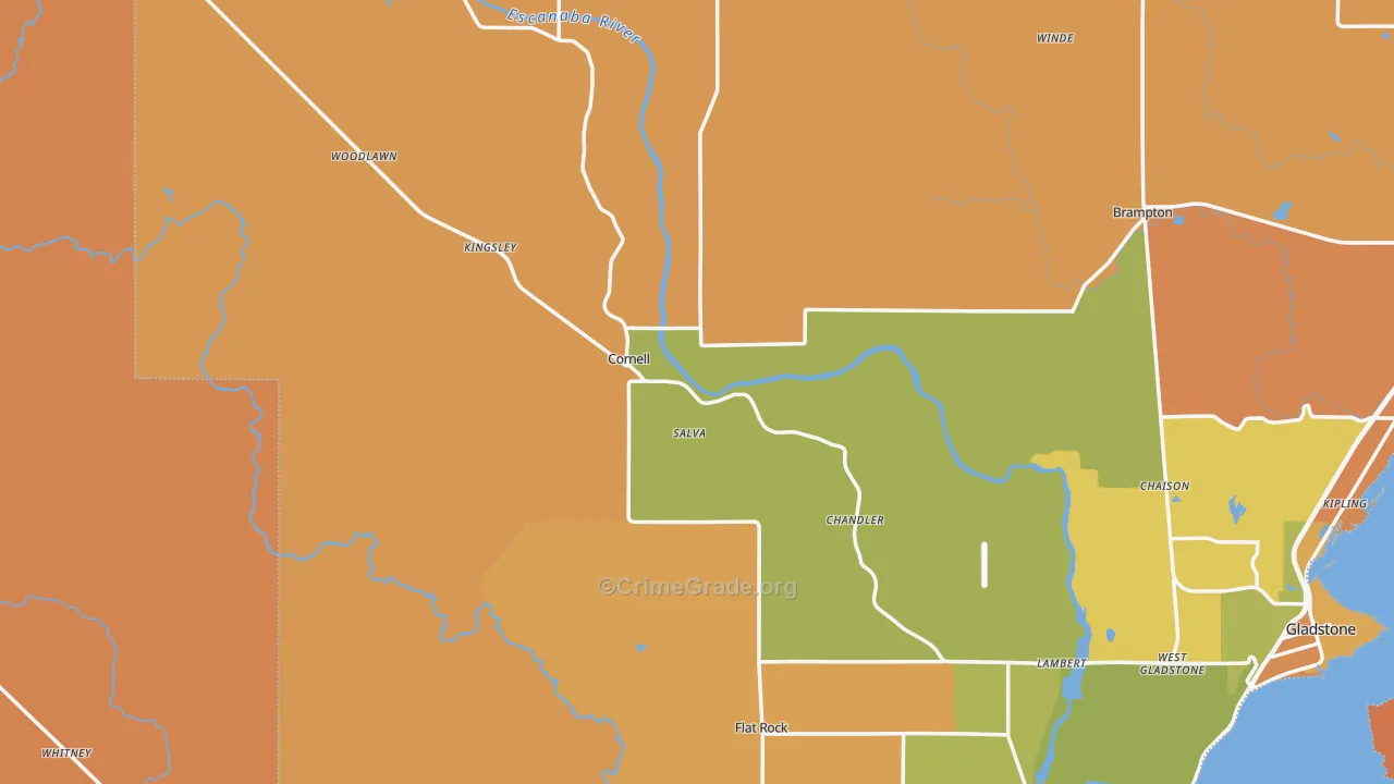 Cornell, MI Map of Robbery Rates